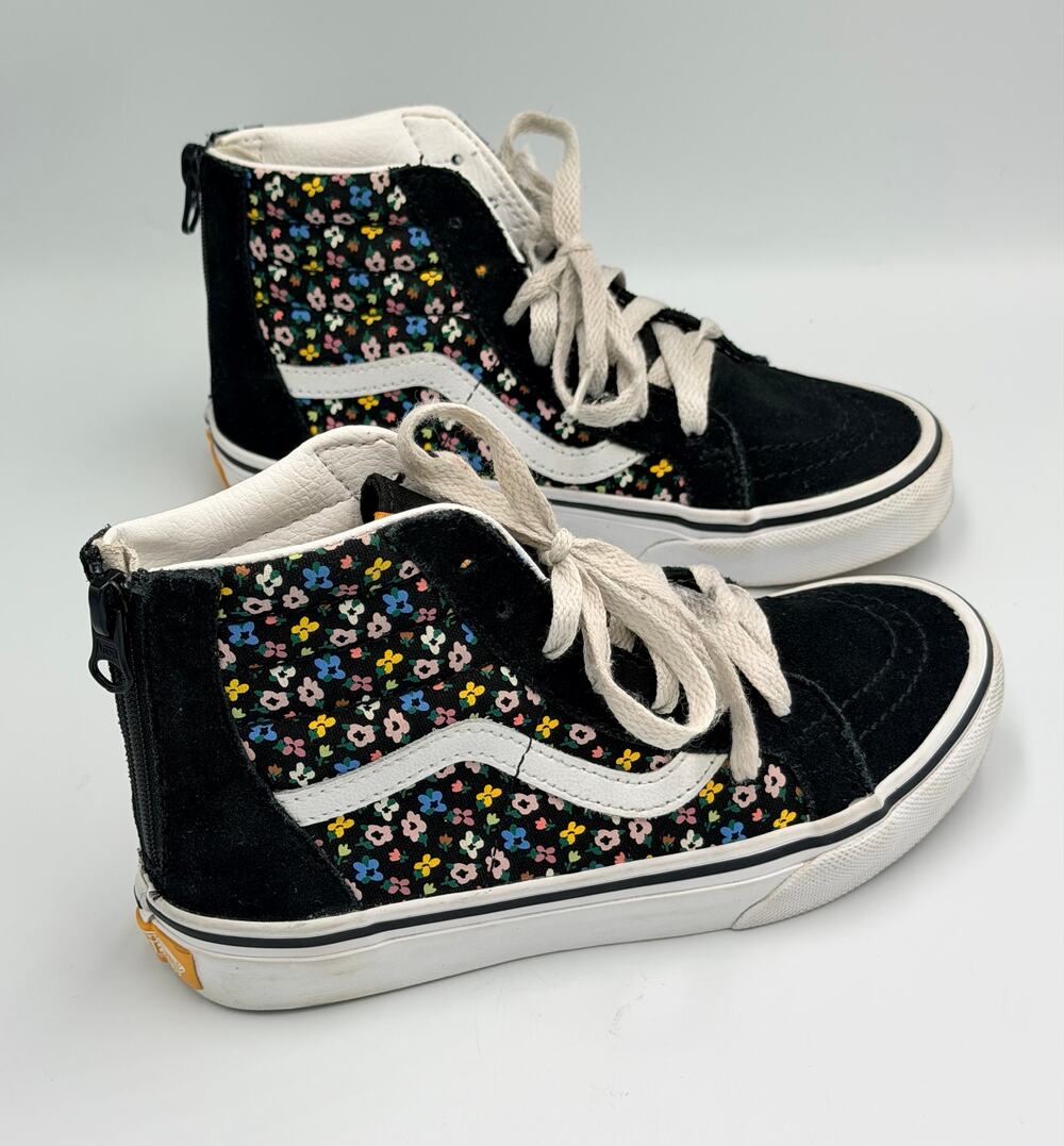 VANS Sneaker Sk8-Hi Zip Shoes Ditsy Floral Black Girls US Kids Size 2